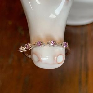 Amethyst Dot-Dash Ring In 925 Silver-NWOT